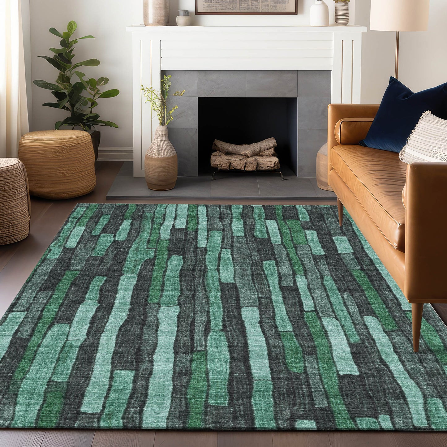 Addison Rugs Chantille ACN1307SA 8 x 10 (ft) Sage Rectangular Indoor/Outdoor Geometric Machine washable Pet Friendly Area rug