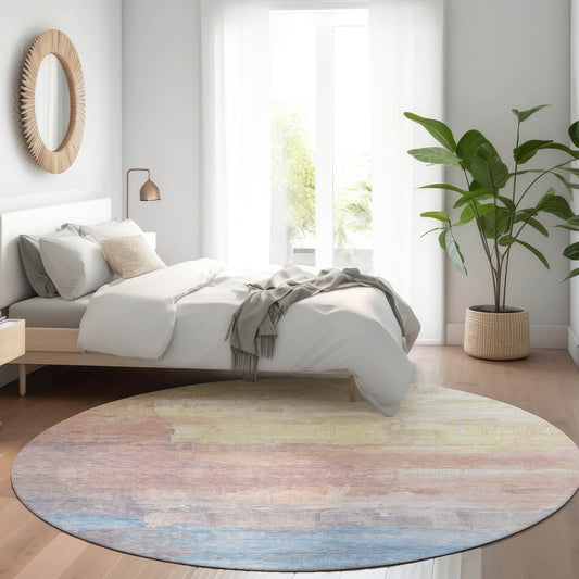 Addison Rugs Chantille ACN1474BG 8 x 8 (ft) Beige Round Indoor/Outdoor Geometric Machine washable Pet Friendly Area rug