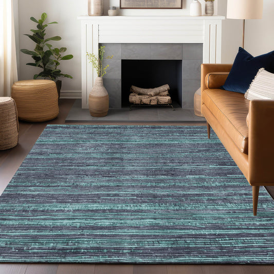 Addison Rugs Chantille ACN1846TE 8 x 10 (ft) Loomed Teal Rectangular Indoor/Outdoor Geometric Machine washable Pet Friendly Area rug
