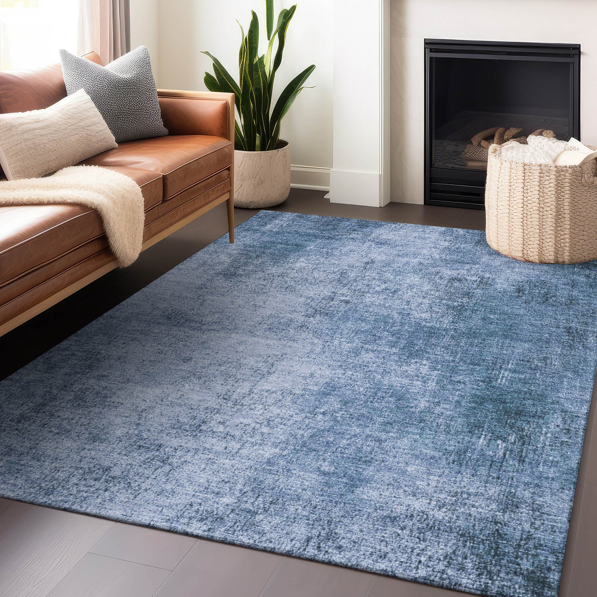 Addison Rugs Chantille ACN1903BU 9 x 12 (ft) Loomed Blue Rectangular Indoor/Outdoor Machine washable Pet Friendly Area rug