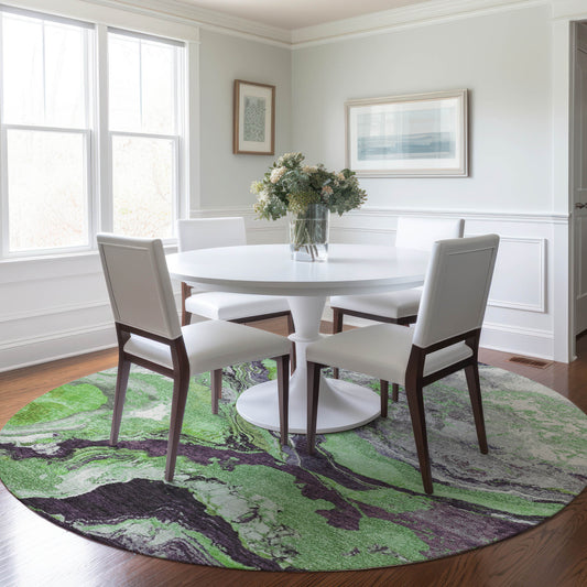 Addison Rugs Chantille ACN1908GE 8 x 8 (ft) Loomed Green Round Indoor/Outdoor Machine washable Pet Friendly Area rug