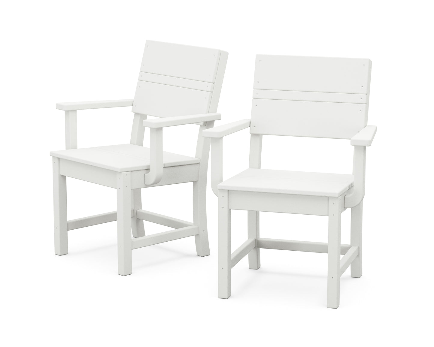 Origin 21 by POLYWOOD Irving Set of 2 White HDPE Frame Stationary Dining Chair with Slat Seat
