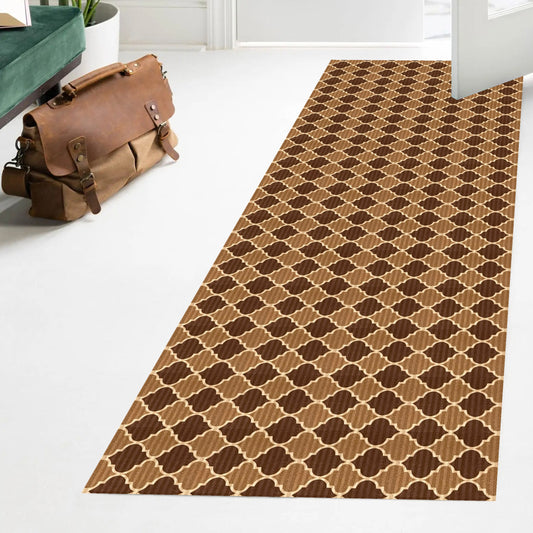 Playa Rug 3 x 33 (ft) Knotted Trellis-Beige Rectangular Indoor/Outdoor Trellis Pet Friendly Runner rug