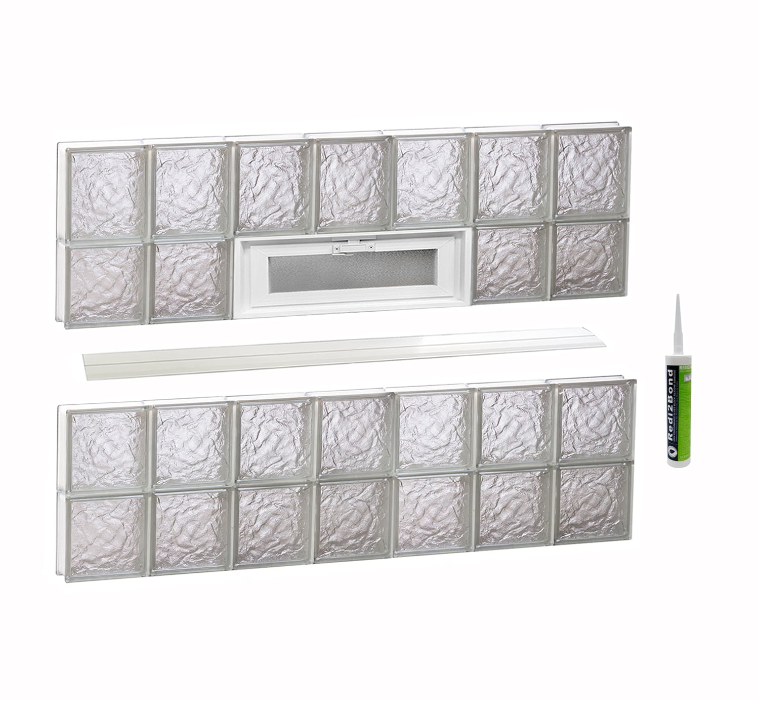 REDI2SET Ice Glass 40-1/4-in x 25-in Frameless Replacement Vented Glass Block Window