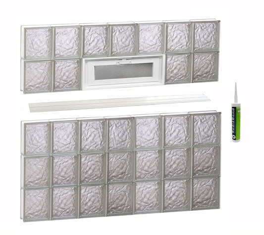 REDI2SET Ice Glass 40-1/4-in x 38-3/4-in Frameless Replacement Vented Glass Block Window
