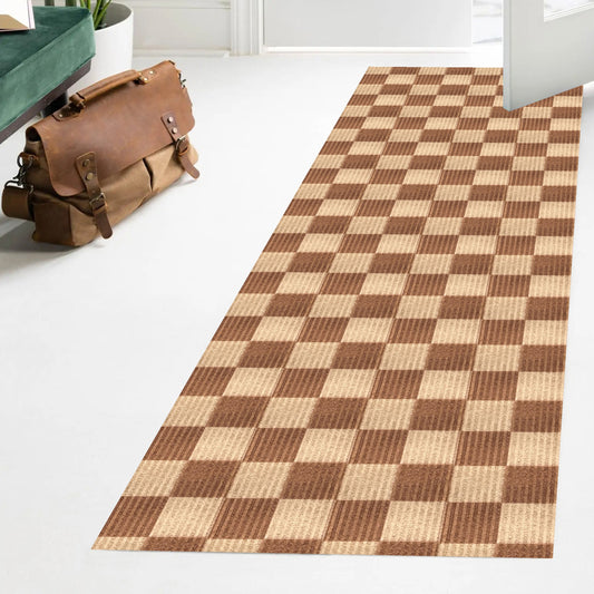 Playa Rug 3 x 34 (ft) Check-Beige Rectangular Indoor/Outdoor Geometric Pet Friendly Runner rug