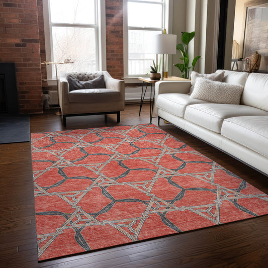 Addison Rugs Chantille ACN959CR 8 x 10 (ft) Loomed Coral Rectangular Indoor/Outdoor Machine washable Pet Friendly Area rug