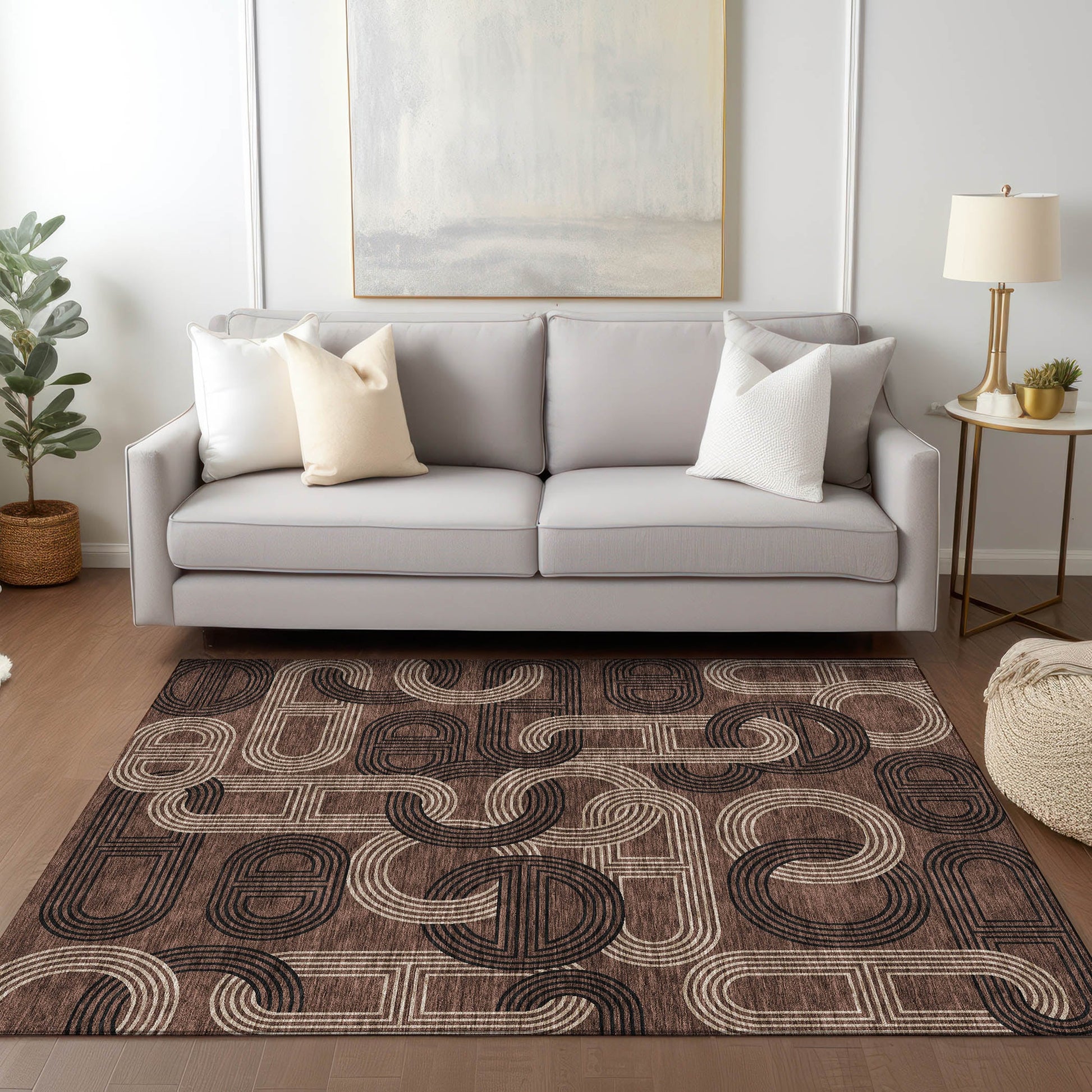 Addison Rugs Chantille ACN967CH 9 x 12 (ft) Loomed Chocolate Rectangular Indoor/Outdoor Machine washable Pet Friendly Area rug