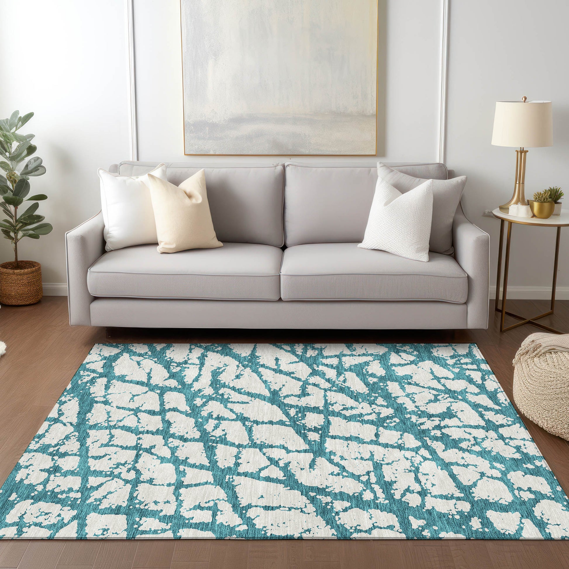 Addison Rugs Chantille ACN972TE 8 x 10 (ft) Loomed Teal Rectangular Indoor/Outdoor Machine washable Pet Friendly Area rug