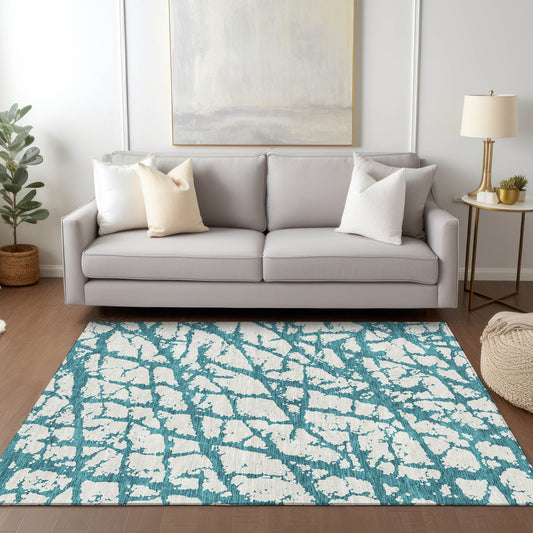 Addison Rugs Chantille ACN972TE 8 x 10 (ft) Loomed Teal Rectangular Indoor/Outdoor Machine washable Pet Friendly Area rug