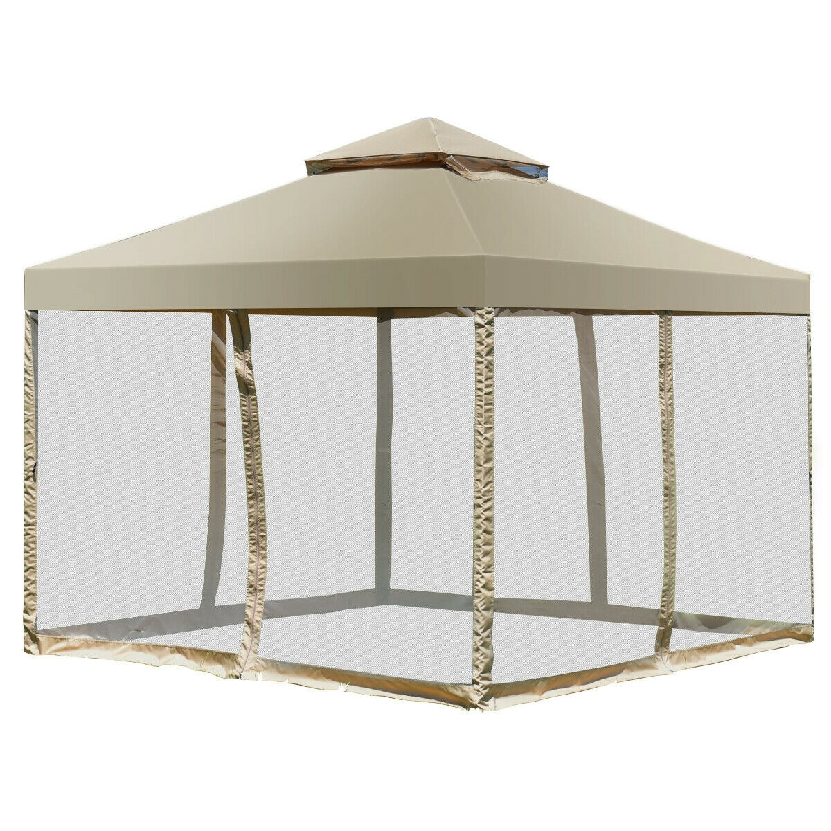 Forclover 10-ft x 10-ft Gazebos Beige Gazebo with Soft Top Roof