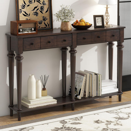 Bayfeve Modern Wood Wood Pine 59.8-in W x 34.1-in H Console table with Drawers