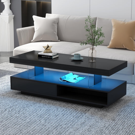 Bayfeve Modern Particleboard Particle Board 51.2-in W x 17.9-in H with Drawers Coffee Table
