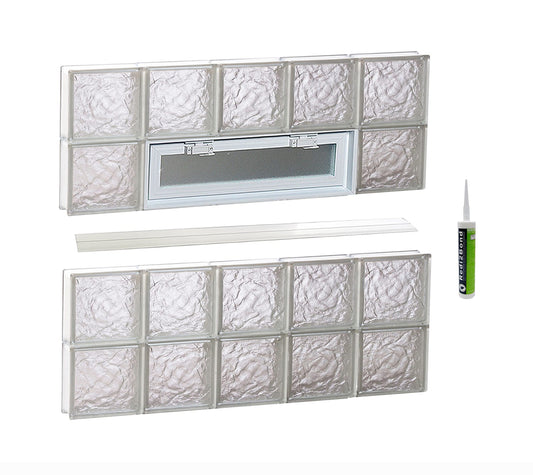 REDI2SET Ice Glass 38-3/4-in x 31-in Frameless Replacement Vented Glass Block Window