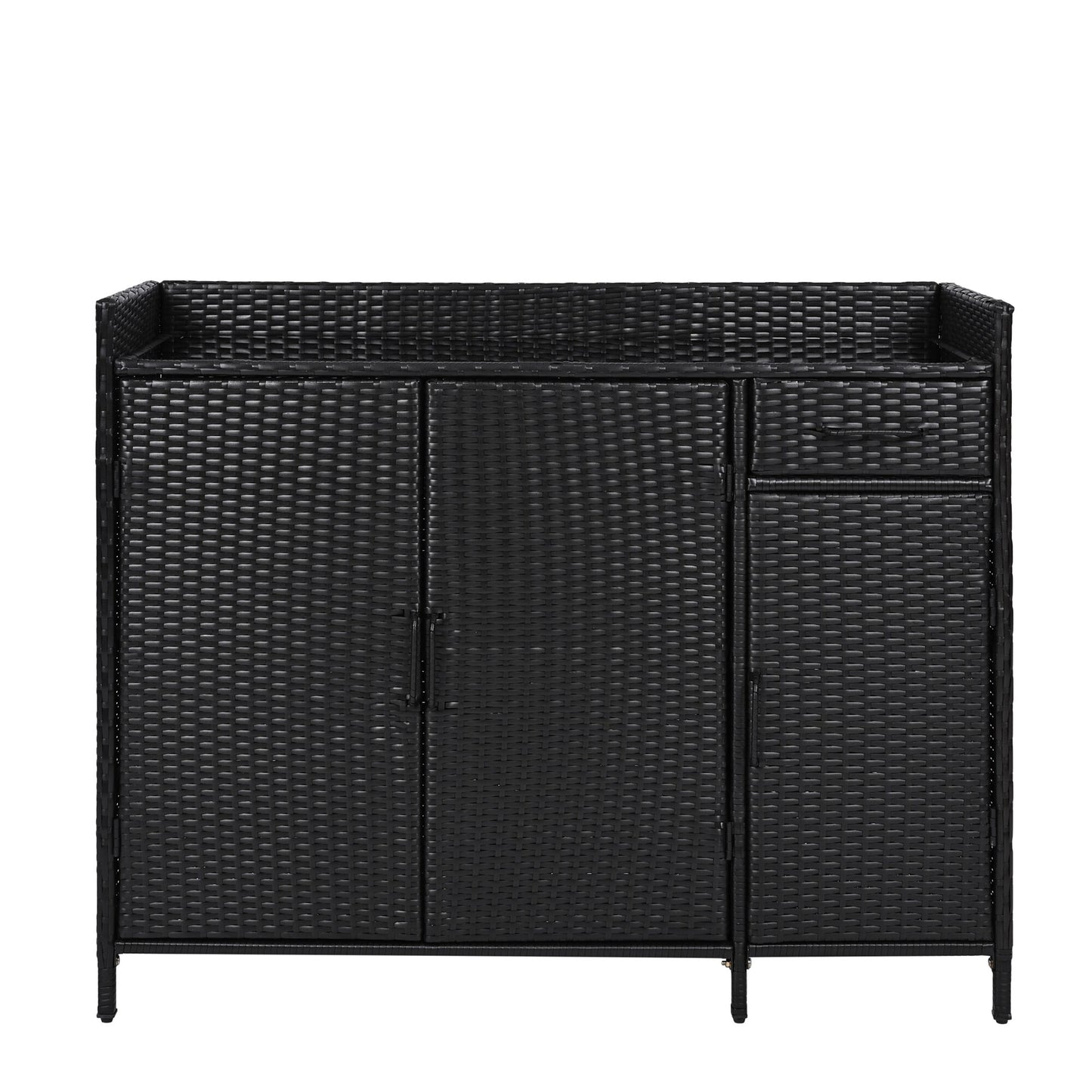 AHIOU HOME Alturas Black Wicker Outdoor Serving Cart