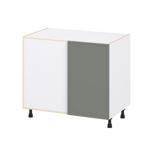 Hugo&Borg Concord 39-in W x 34.5-in H x 24.66-in D Moss Green Corner Base Fully assembled Cabinet (Flat Panel Shaker)