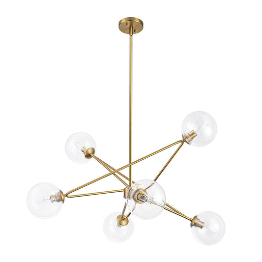 Zicbol 6 -Light Brushed Gold Modern/contemporary For Use in Bedrooms, Dining Rooms, Foyers, Kitchens, Living Rooms Chandelier