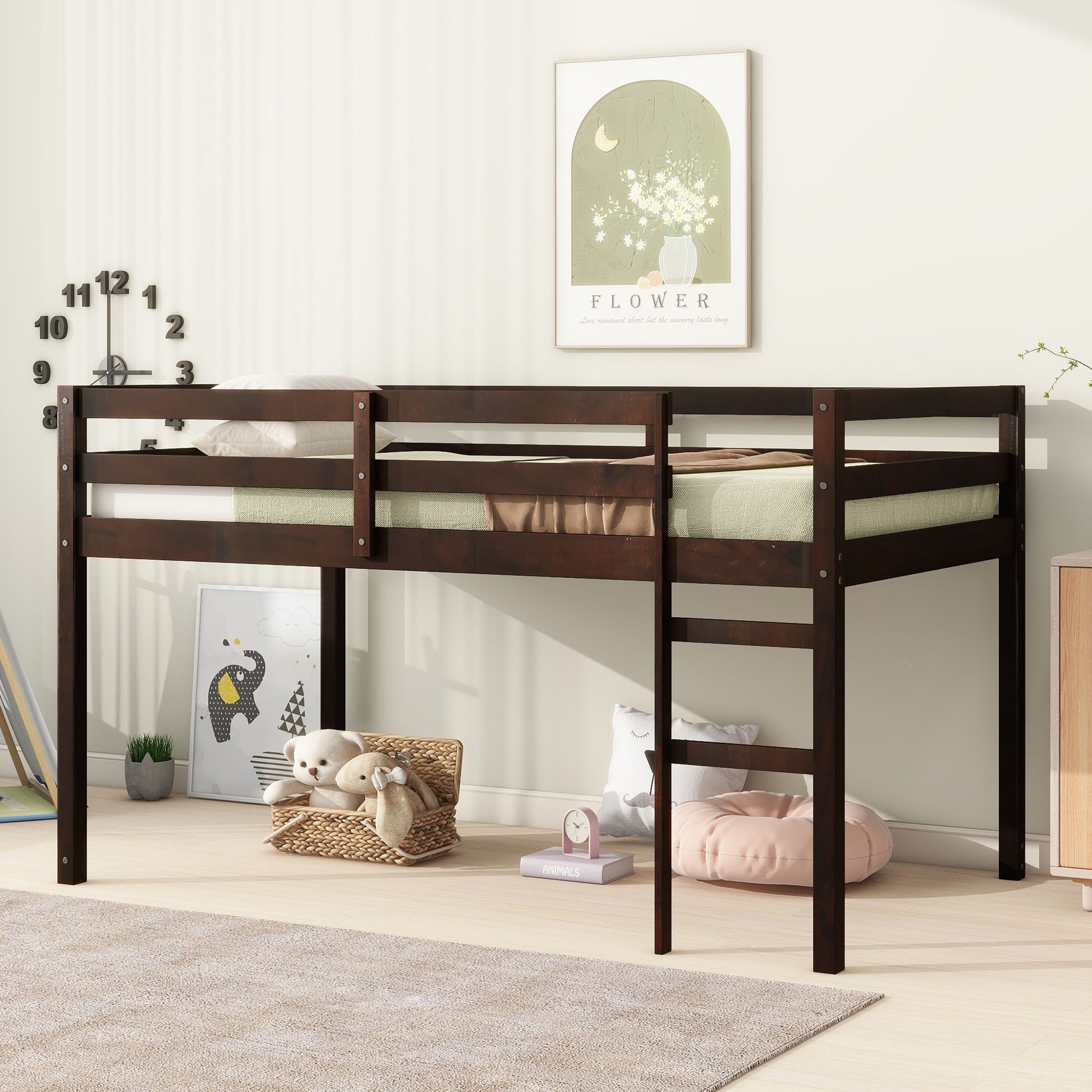 Yiekholo Espresso Twin loft Bunk Bed