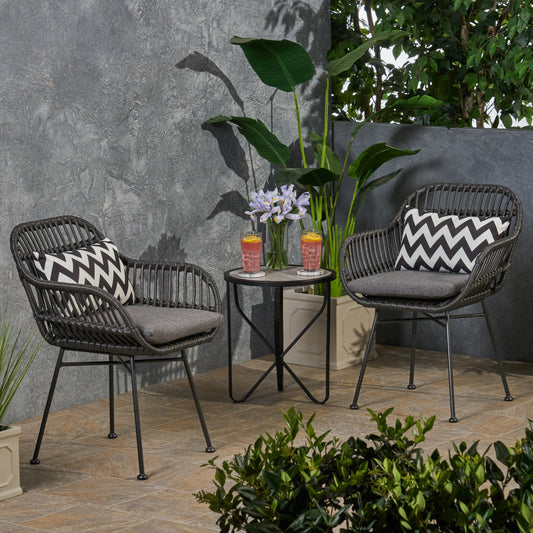 Lycvki 2 -Piece Wicker Patio Conversation Set with Gray