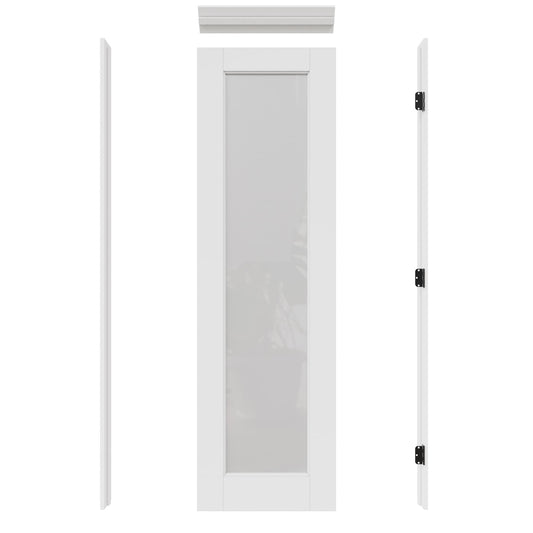 JUJUBON 24-in x 80-in White Quickly Assemble Jamb Solid core 1-panel Frosted glass Right hand Smooth Prefinished MDF Flat Jamb Single Prehung Interior Door