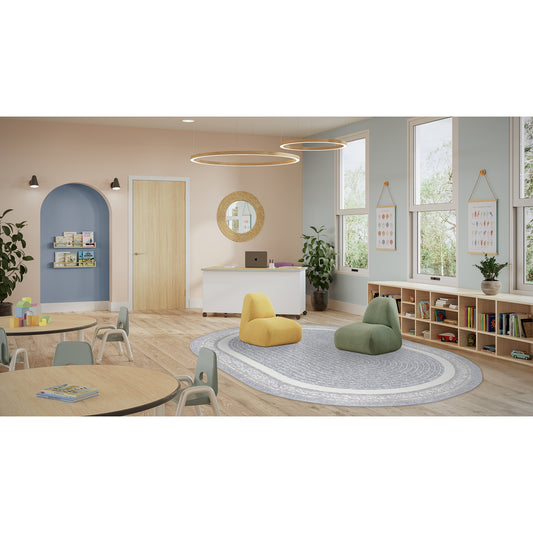 Joy Carpets Cozy Corner 8 x 11 (ft) Tufted Mist Oval Indoor Solid Pet Friendly Area rug