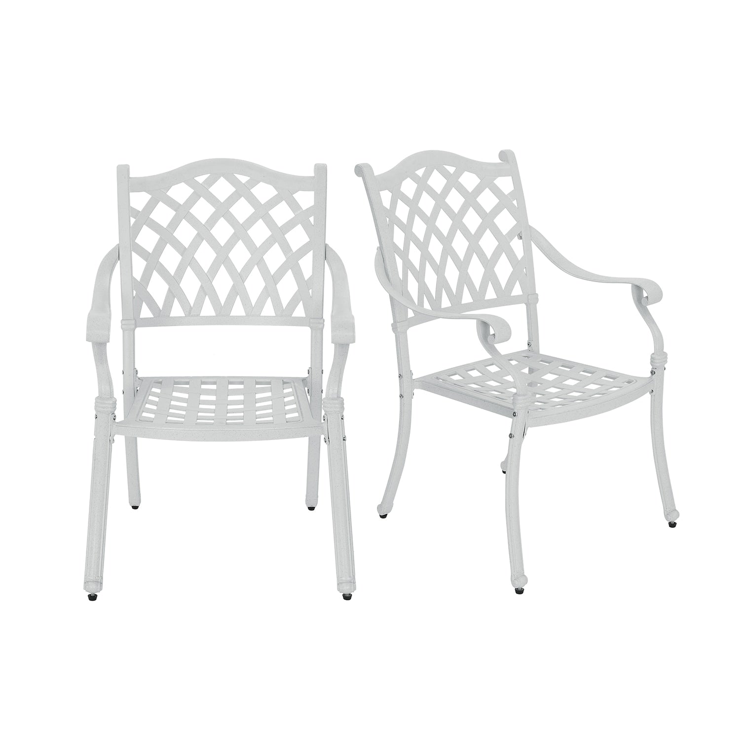 Mondawe Set of 2 White Aluminum Frame Stationary Dining Chair with Solid Seat