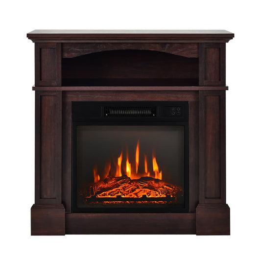 Sumyeg 32-in W Brown Free standing LED Corner or flat wall Electric Fireplace with Remote Control Included