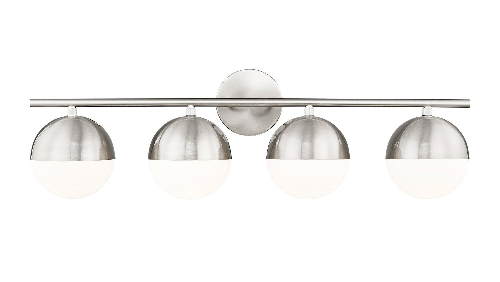 Z-Lite Realm Sphere 32.25-in 4 -Light Brushed Nickel Transitional Vanity light