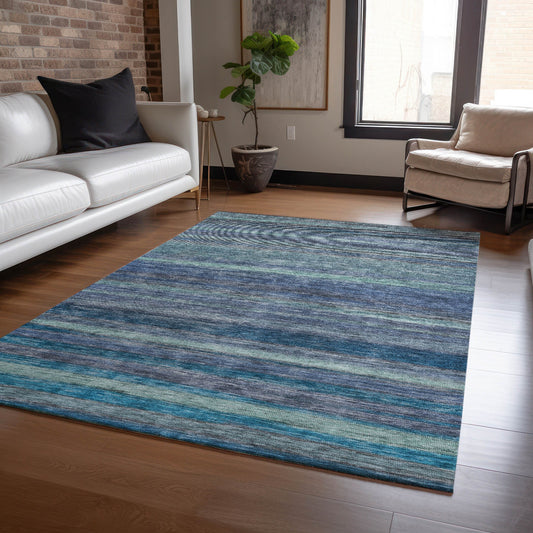 Addison Rugs Chantille ACN1639BU 9 x 12 (ft) Loomed Blue Rectangular Indoor/Outdoor Machine washable Pet Friendly Area rug