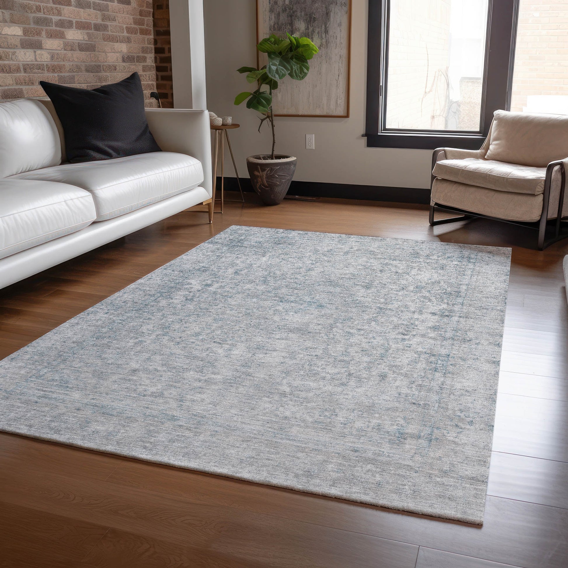Addison Rugs Chantille ACN1645SV 9 x 12 (ft) Loomed Silver Rectangular Indoor/Outdoor Machine washable Pet Friendly Area rug