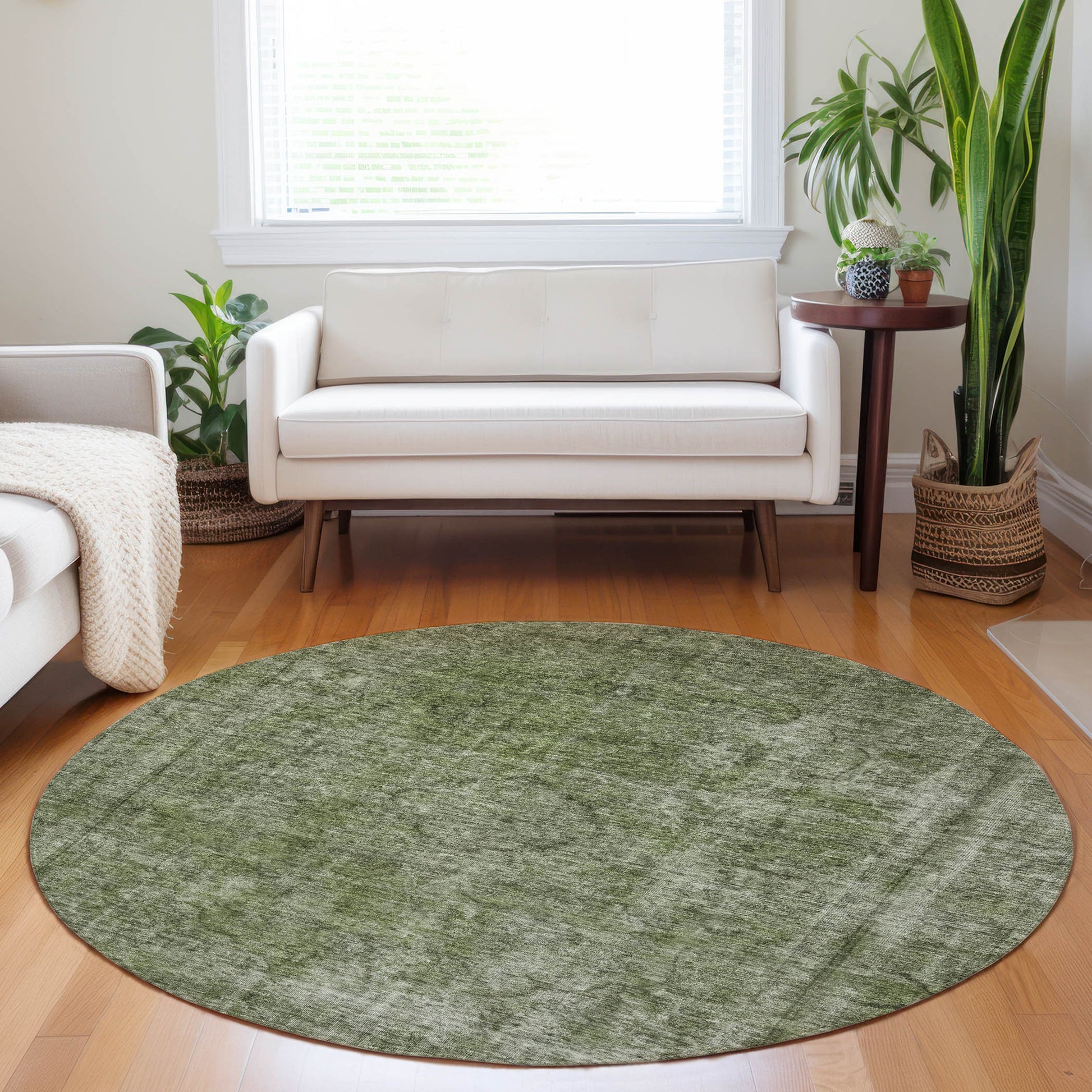Addison Rugs Chantille ACN1656GE 8 x 8 (ft) Loomed Green Round Indoor/Outdoor Machine washable Pet Friendly Area rug
