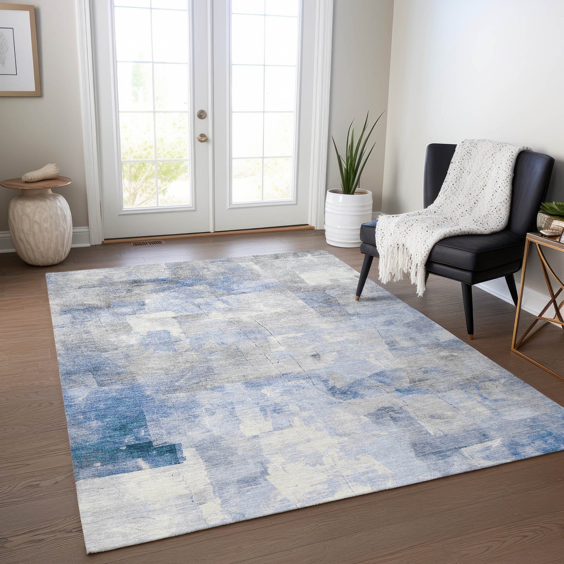 Addison Rugs Chantille ACN1697DN 8 x 10 (ft) Loomed Denim Rectangular Indoor/Outdoor Machine washable Pet Friendly Area rug