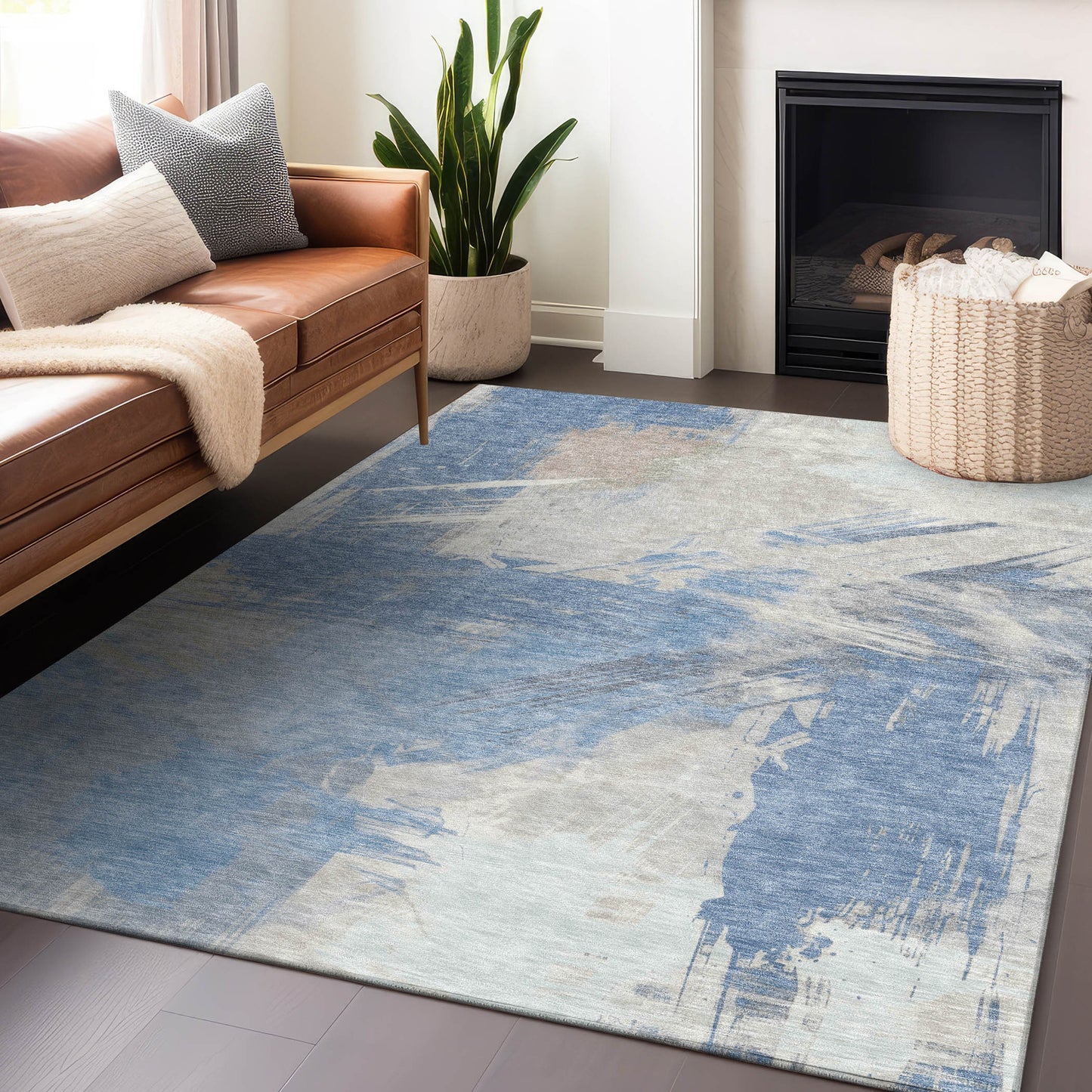 Addison Rugs Chantille ACN1711DN 8 x 10 (ft) Loomed Denim Rectangular Indoor/Outdoor Machine washable Pet Friendly Area rug