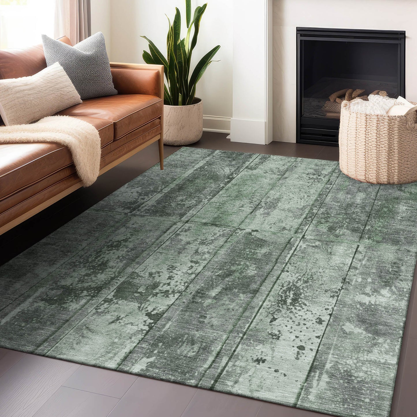 Addison Rugs Chantille ACN1715GE 9 x 12 (ft) Loomed Green Rectangular Indoor/Outdoor Machine washable Pet Friendly Area rug
