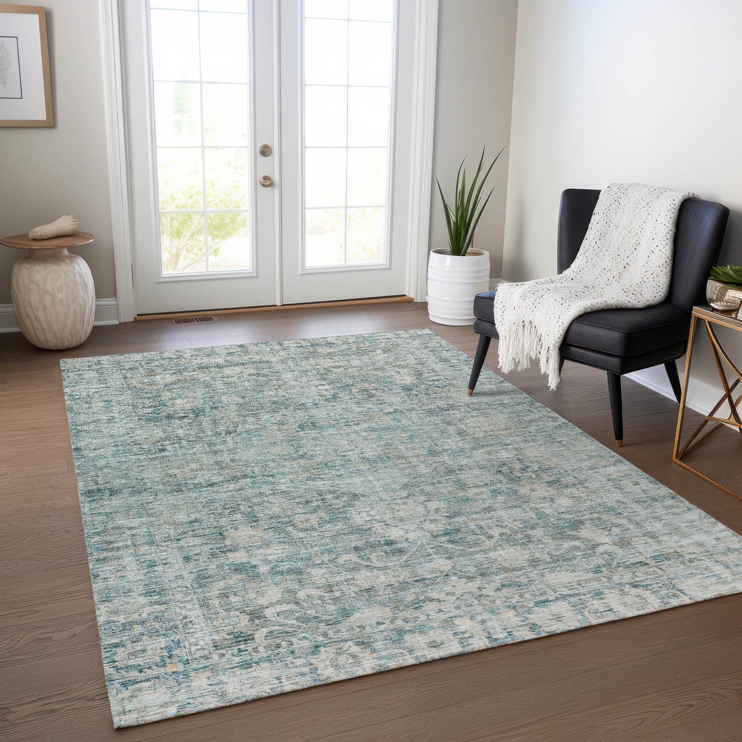 Addison Rugs Chantille ACN1744TE 8 x 10 (ft) Loomed Teal Rectangular Indoor/Outdoor Machine washable Pet Friendly Area rug
