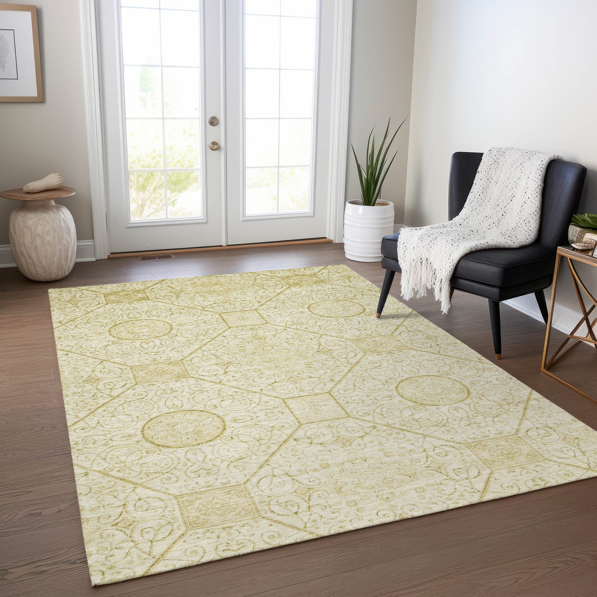 Addison Rugs Chantille ACN1748WH 9 x 12 (ft) Loomed Wheat Rectangular Indoor/Outdoor Machine washable Pet Friendly Area rug
