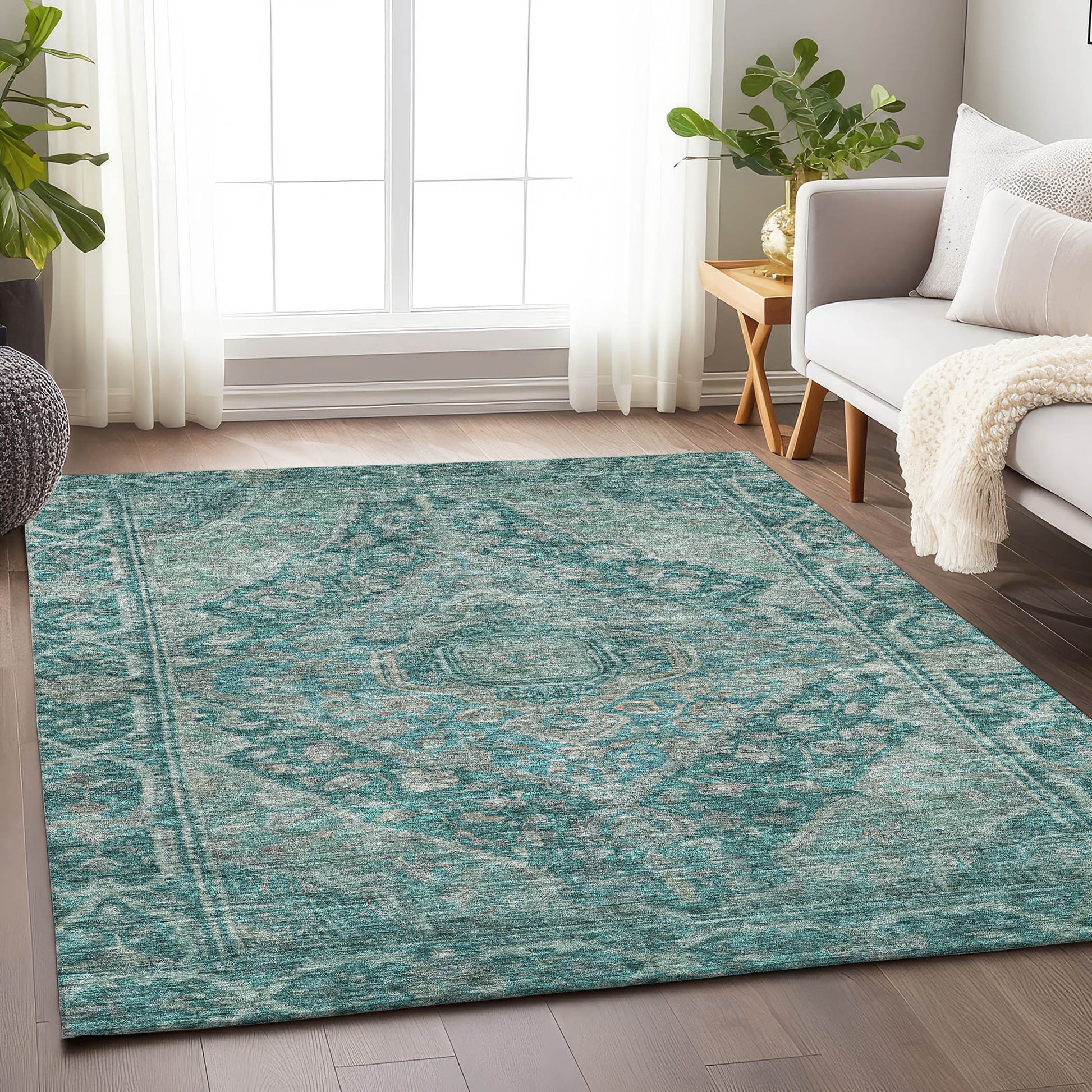 Addison Rugs Chantille ACN1761TE 8 x 10 (ft) Loomed Teal Rectangular Indoor/Outdoor Machine washable Pet Friendly Area rug