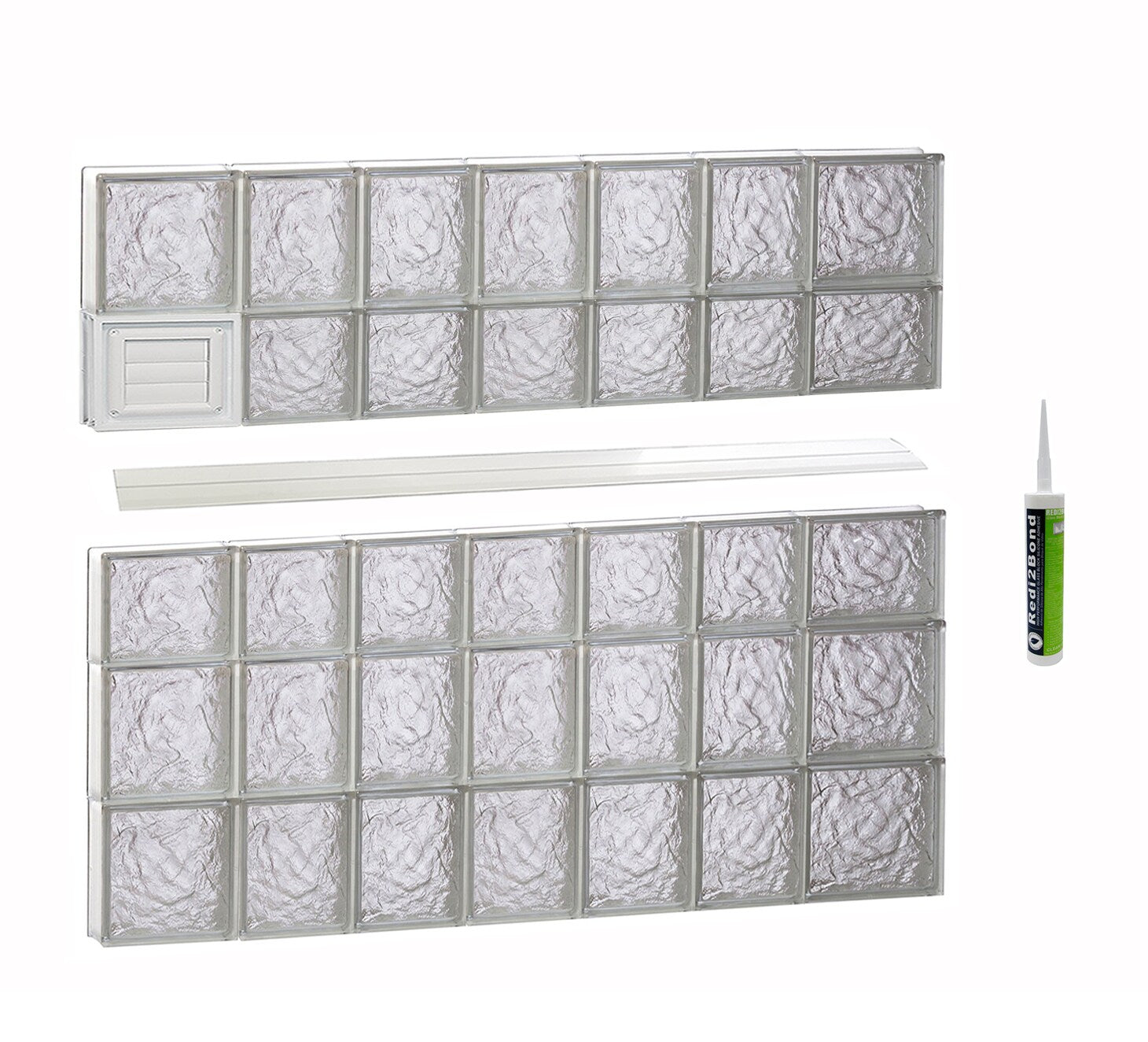 REDI2SET Ice Glass 44-1/4-in x 34-3/4-in Frameless Replacement Dryer vent Glass Block Window