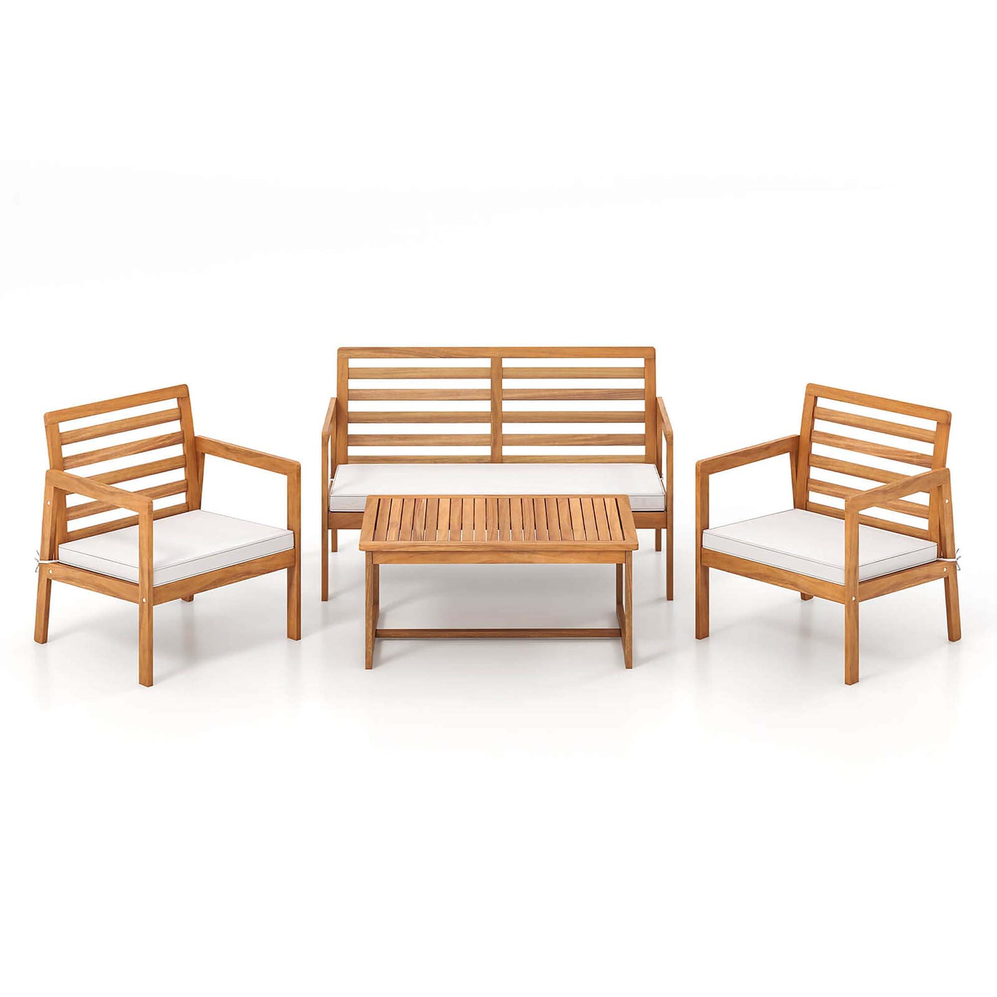 Costway 4 -Piece Patio Conversation Set with Off-white Cushions