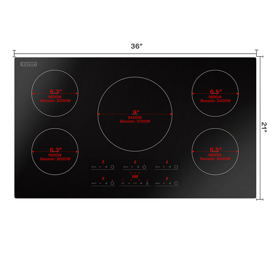Empava 36-in 5 burners Black Induction Cooktop