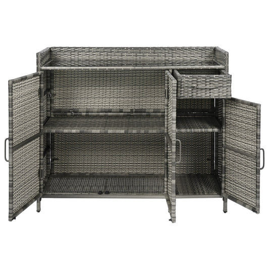 SINOFURN Gray Wicker Outdoor Serving Cart