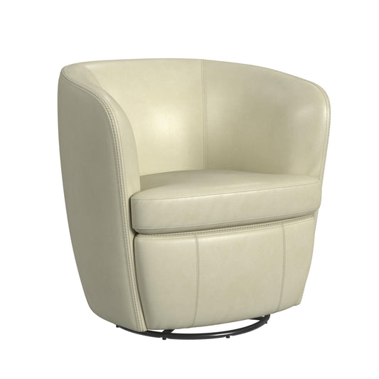 Picket House Furnishings Zenith Modern Cream Faux leather Swivel Accent Chair