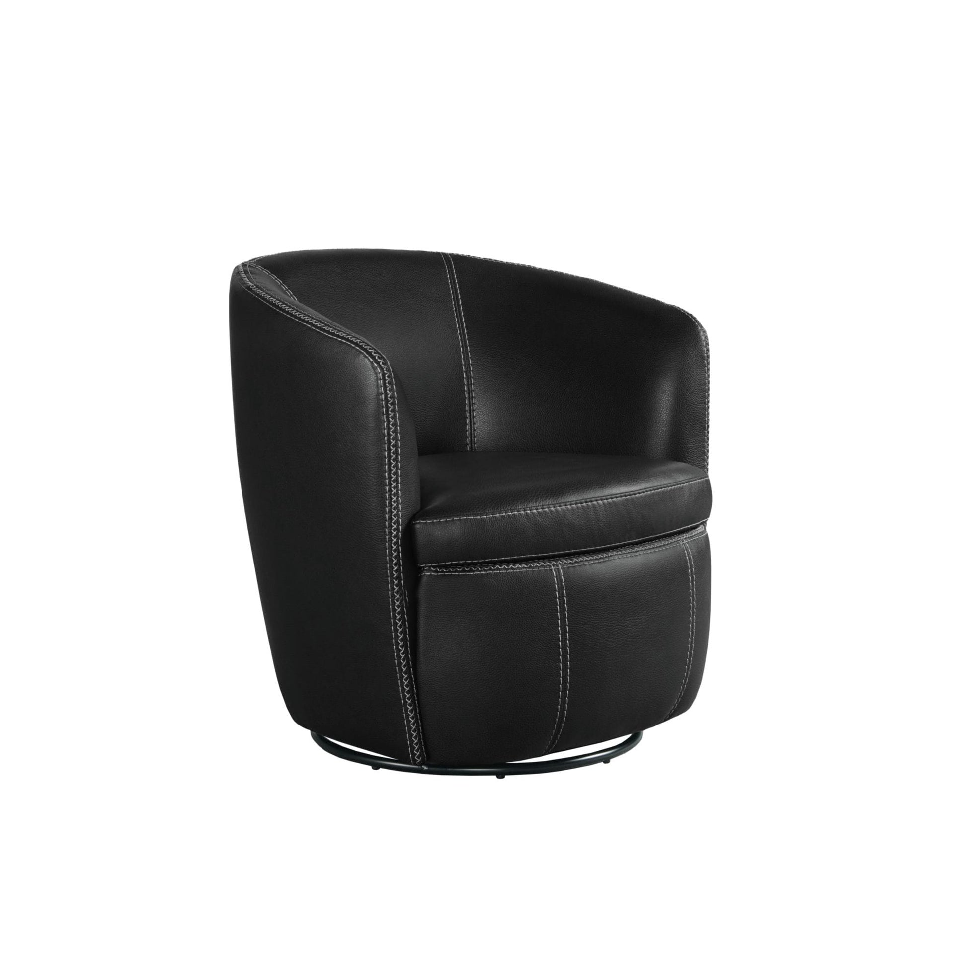Picket House Furnishings Zenith Modern Black Faux leather Swivel Accent Chair