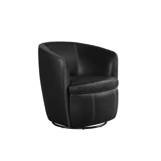 Picket House Furnishings Zenith Modern Black Faux leather Swivel Accent Chair