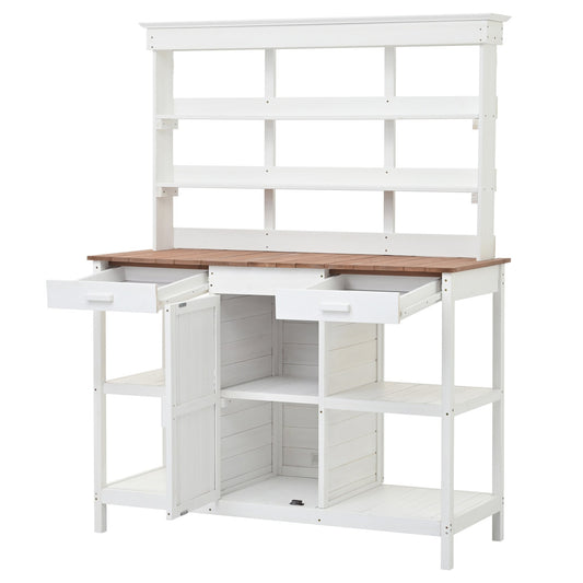 SINOFURN 50.2-in x 66-in x 19.7-in White Potting Bench