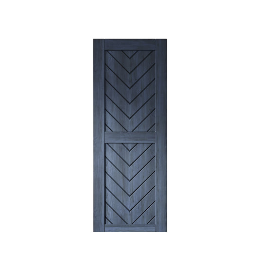 HOMACER 30-in x 80-in Navy Herringbone Pine Wood Solid core Single Barn Door (Hardware Not Included)