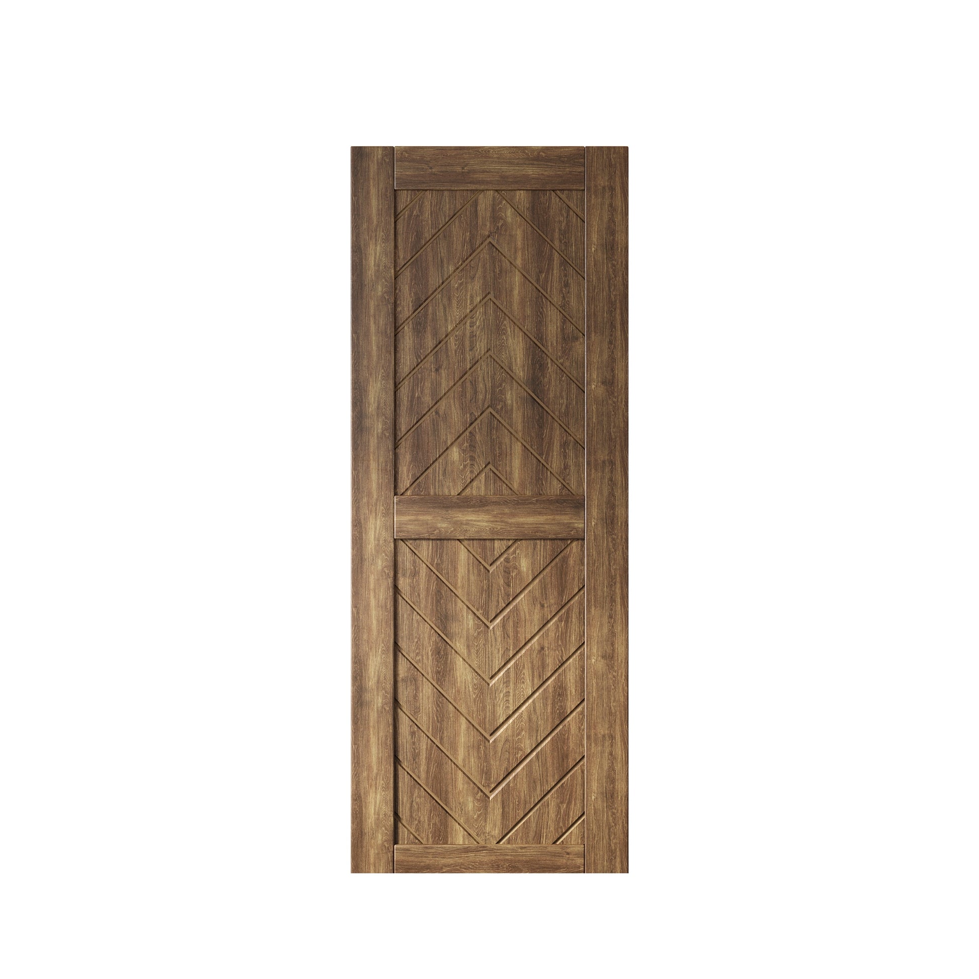 HOMACER 26-in x 80-in Dark Walnut Herringbone Pine Wood Solid core Single Barn Door (Hardware Not Included)