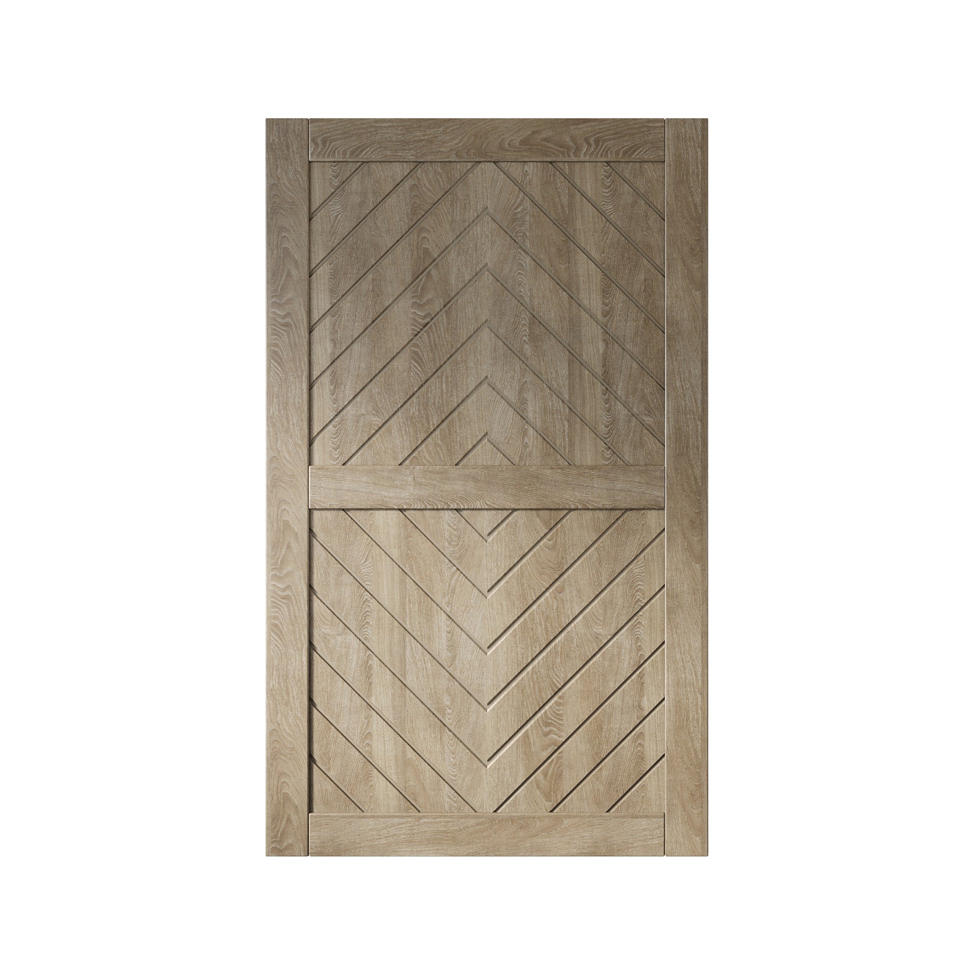 HOMACER 42-in x 80-in Classic Gray Herringbone Pine Wood Solid core Single Barn Door (Hardware Not Included)