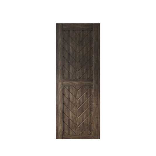 HOMACER 26-in x 80-in Ebony Herringbone Pine Wood Solid core Single Barn Door (Hardware Not Included)