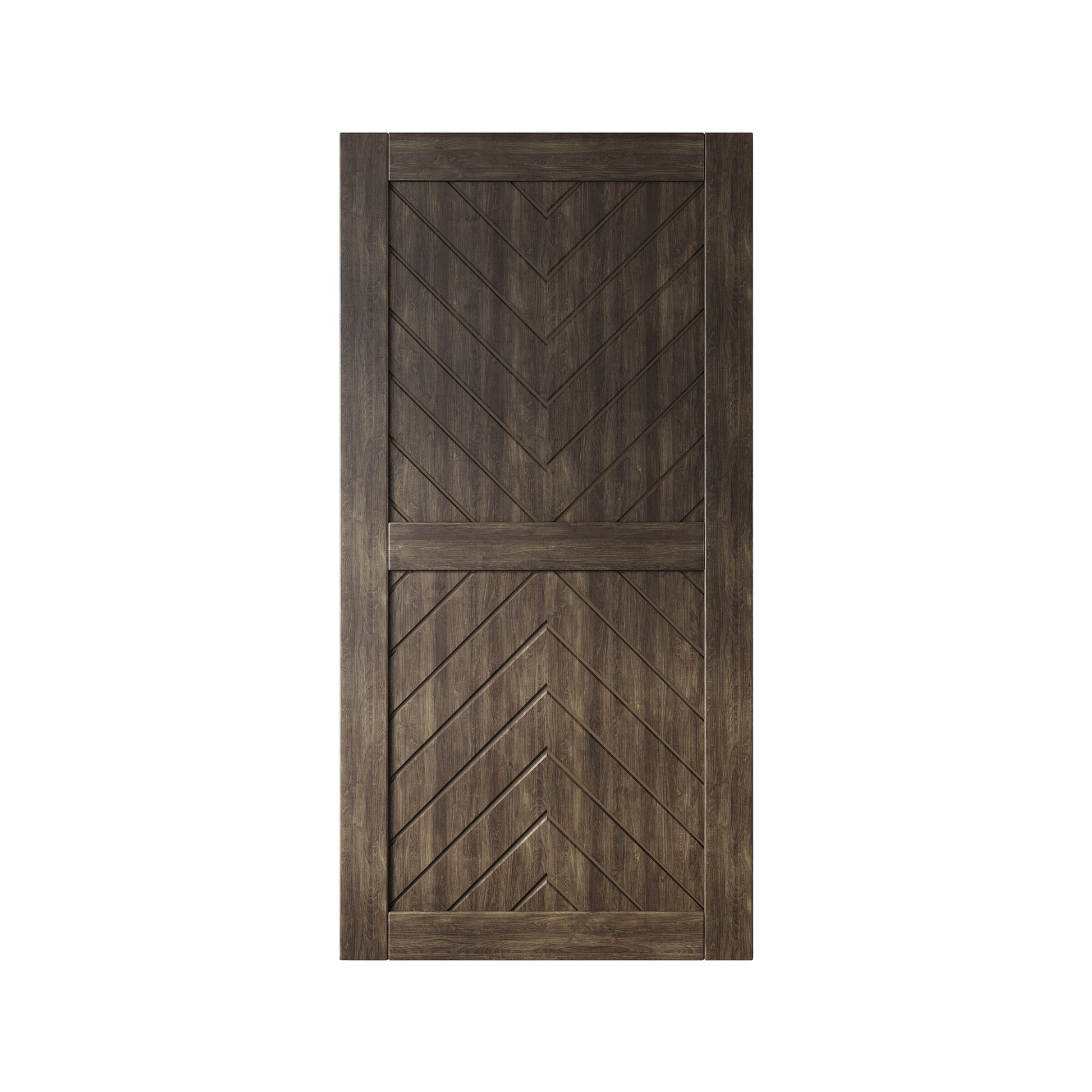 HOMACER 36-in x 80-in Ebony Herringbone Pine Wood Solid core Single Barn Door (Hardware Not Included)